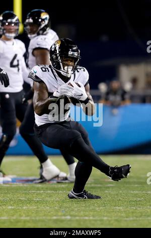 Jacksonville Jaguars running back Mekhi Sargent warms up before