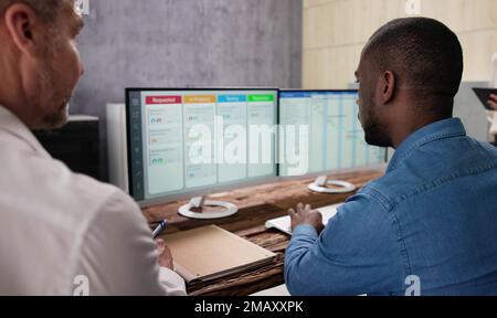 Digital Scrum Agenda Schedule And Gantt Chart Software Stock Photo