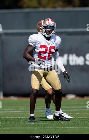 San Francisco 49ers' Samuel Womack III (26) talks with Shahman Moore (28)  at the NFL team's rookie minicamp in Santa Clara, Calif., Friday, May 13,  2022. (AP Photo/Jeff Chiu Stock Photo - Alamy