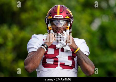 Washington Commanders wide receiver Kyric McGowan catches a pass during  practice at the team's NFL football training facility, Monday, Aug. 15,  2022, in Ashburn, Va. (AP Photo/Alex Brandon Stock Photo - Alamy