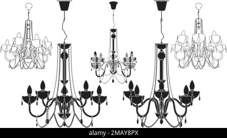 Luster Chandelier Vector. Illustration Isolated On White Background. A vector illustration Of A Chandelier. Stock Vector