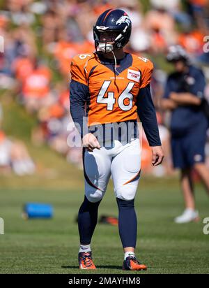 Denver Broncos long snapper Jacob Bobenmoyer (46) against the Kansas City  Chiefs of an NFL football game Sunday, December 11, 2022, in Denver. (AP  Photo/Bart Young Stock Photo - Alamy