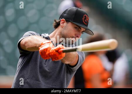 Baltimore Orioles second baseman Terrin Vavra plays during a baseball game  against the Cincinnati Reds Friday, July 29, 2022, in Cincinnati. (AP  Photo/Jeff Dean Stock Photo - Alamy