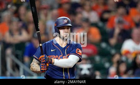 Houston Astros' J.J. Matijevic bats against the Boston Red Sox Monday, Aug.  1, 2022, in Houston. (AP Photo/David J. Phillip Stock Photo - Alamy