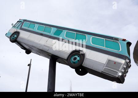 The RTC 4th Street bus station, Friday, Jan. 13, 2023, in Reno, Nev. Stock Photo