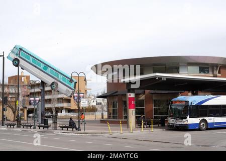 The RTC 4th Street bus station, Friday, Jan. 13, 2023, in Reno, Nev. Stock Photo