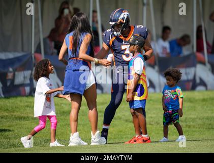 Ciara brings kids to visit Russell Wilson at Broncos training camp