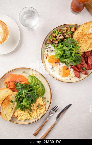 Different assorted breakfast set Stock Photo