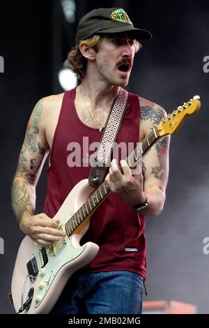 Pat McCrory of Turnstile performs on day three of the Lollapalooza