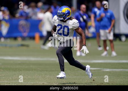 Los Angeles Rams tight end Roger Carter Jr. (49) warms up before an NFL  football game against the Houston Texans Tuesday, Aug. 23, 2022, in  Inglewood, Calif. (AP Photo/Ashley Landis Stock Photo - Alamy