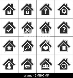 Set of different icons with a house, vector eps10 illustration Stock Vector