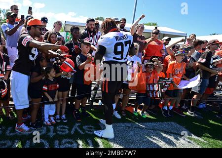 Cleveland Browns defensive tackle Perrion Winfrey (97) stands on the  sideline during an NFL football game against the Tampa Bay Buccaneers,  Sunday, Nov. 27, 2022, in Cleveland. (AP Photo/Kirk Irwin Stock Photo -  Alamy