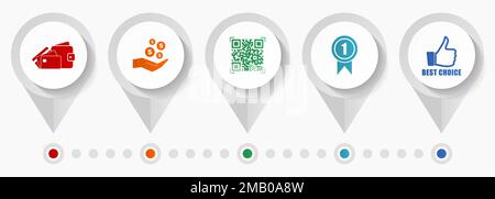 Shopping vector icons, store flat design web pointers collection, business concept infographic template Stock Vector