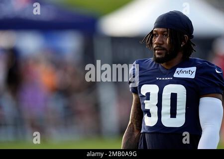 Houston Texans running back Darius Anderson (30) walks onto the field for  an NFL football training camp practice Saturday, July 30, 2022, in Houston.  (AP Photo/David J. Phillip Stock Photo - Alamy