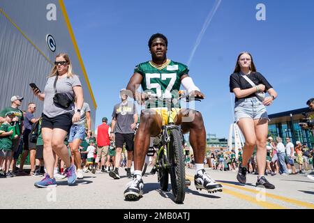 Green Bay Packers' Ray Wilborn and Ty Summers run a drill at the NFL  football team's practice field training camp Tuesday, May 24, 2022, in Green  Bay, Wis. (AP Photo/Morry Gash Stock