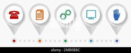 Technology vector icons, flat design web pointers collection, business concept infographic template Stock Vector