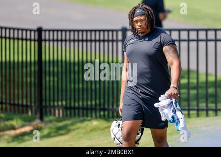 Carolina Panthers defensive tackle Derrick Brown arrives at the NFL  football team's training camp at Wofford College in Spartanburg, S.C.,  Tuesday, July 26, 2022. (AP Photo/Nell Redmond Stock Photo - Alamy