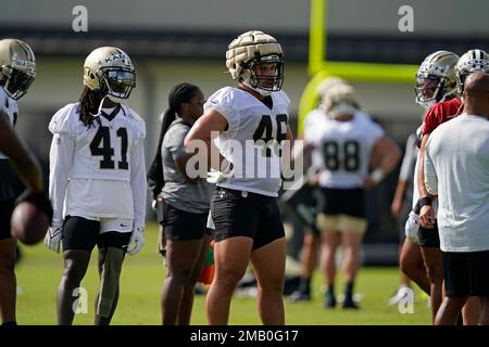 Metairie, USA. 02nd Aug, 2023. Running back Eno Benjamin (26) runs