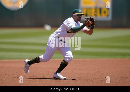 Oakland Athletics' Vimael Machin during a baseball game against the Texas  Rangers in Oakland, Calif., Saturday, July 23, 2022. (AP Photo/Jeff Chiu  Stock Photo - Alamy