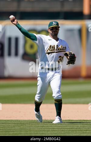 Oakland Athletics' Vimael Machin during a baseball game against the Texas  Rangers in Oakland, Calif., Saturday, July 23, 2022. (AP Photo/Jeff Chiu  Stock Photo - Alamy