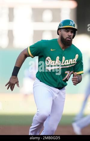 Oakland Athletics' Dermis Garcia during a baseball game against the Texas  Rangers in Oakland, Calif., Saturday, July 23, 2022. (AP Photo/Jeff Chiu  Stock Photo - Alamy