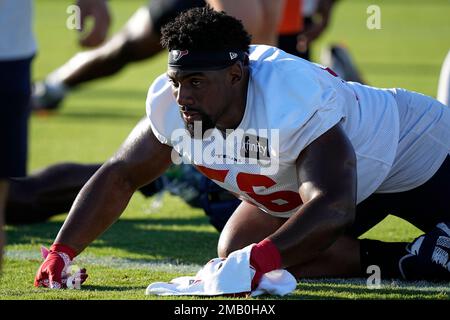 Houston Texans' Thomas Booker stretches during an NFL football rookie  minicamp practice Friday, May 13, 2022, in Houston. (AP Photo/David J.  Phillip Stock Photo - Alamy