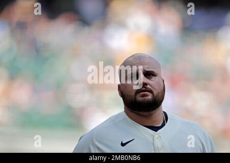 Milwaukee Brewers' Rowdy Tellez during the first inning of a
