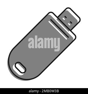 Linear filled with gray color icon. Usb Flash Drive, Usb Memory Card. Storage Of Information On Removable Media. Simple black and white vector Isolate Stock Vector