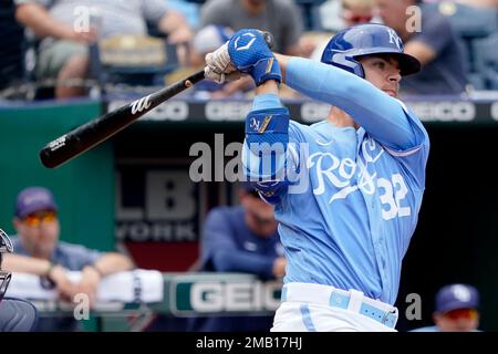 This is a 2022 photo of Nick Pratto of the Kansas City Royals baseball team  taken Sunday, March 20, 2022, in Surprise, Ariz. (AP Photo/Charlie Riedel  Stock Photo - Alamy