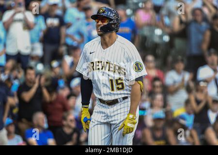 Milwaukee Brewers' Luis Urias bats during a baseball game against the Miami  Marlins, Saturday, May 14, 2022, in Miami. (AP Photo/Lynne Sladky Stock  Photo - Alamy