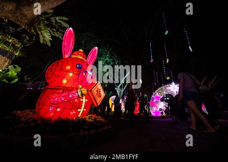 Kuala Lumpur, Malaysia. 19th Jan, 2023. People visit a lantern fair for the Chinese Lunar New Year in Jenjarom, Malaysia, Jan. 19, 2023. Credit: Zhu Wei/Xinhua/Alamy Live News Stock Photo