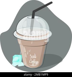 Delicious iced coffee on hot days in illustration Stock Vector