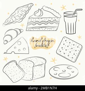 a set of hand drawn some food images  Stock Vector