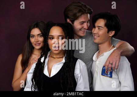 daniela nieves from left sisi stringer kieron moore and andre dae kim pose for a portrait to promote vampire academy on day two of comic con international on friday july 22 2022 in san diego ap photochris pizzello 2mb1tac