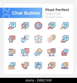 Chat bubble pixel perfect RGB color icons set Stock Vector