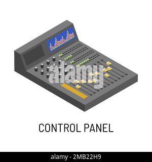 Music record studio equipment control panel isolated object vector songs and tracks recording switch and regulator automatic voice tune function equal Stock Vector