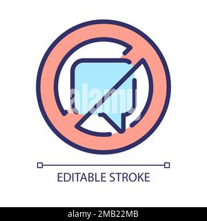 No talking sign pixel perfect RGB color icon Stock Vector