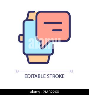 Notification from digital watch pixel perfect RGB color icon Stock Vector