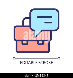 Briefcase with speech bubble pixel perfect RGB color icon Stock Vector
