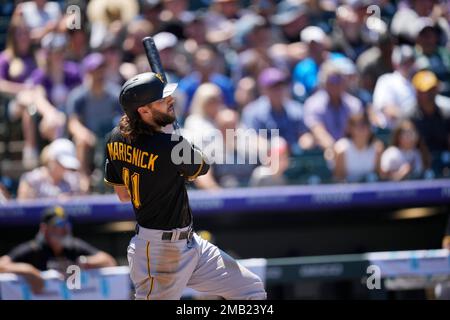 Pittsburgh Pirates center fielder Jake Marisnick (41) during the second  inning of a baseball game Saturday, July 16, 2022, in Denver. (AP  Photo/David Zalubowski Stock Photo - Alamy