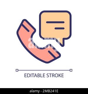 Cell phone with speech bubble pixel perfect RGB color icon Stock Vector