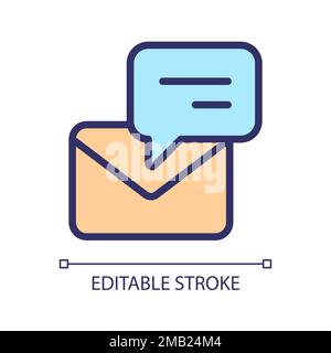 Speech bubble with envelope pixel perfect RGB color icon Stock Vector