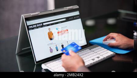 Online Ecommerce Shopping Website Or Store On Laptop Screen Stock Photo