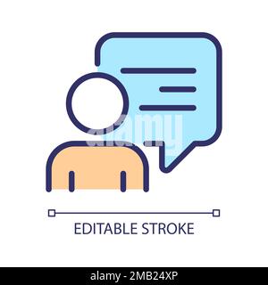 Speech balloon near talking person pixel perfect RGB color icon Stock Vector