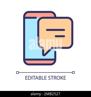 Smartphone with speech bubble pixel perfect RGB color icon Stock Vector