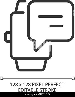 Notification from digital watch pixel perfect linear icon Stock Vector