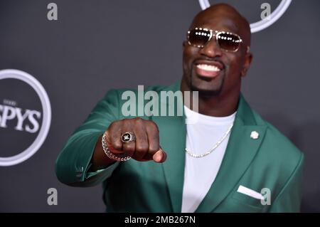 WWE wrestler Titus O'Neil arrives at the ESPY Awards on Wednesday, July ...