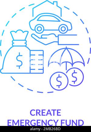Create emergency fund blue gradient concept icon Stock Vector