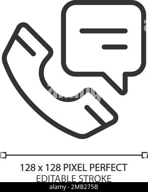Cell phone with speech bubble pixel perfect linear icon Stock Vector