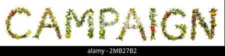 Blooming Flower Letters Building English Word Campaign Stock Photo